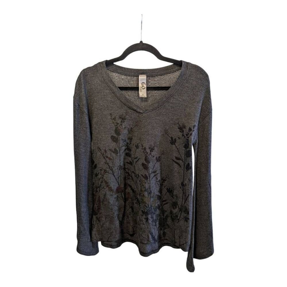 Go Coture Long Sleeve Shirt with Floral Print Women's Size Small